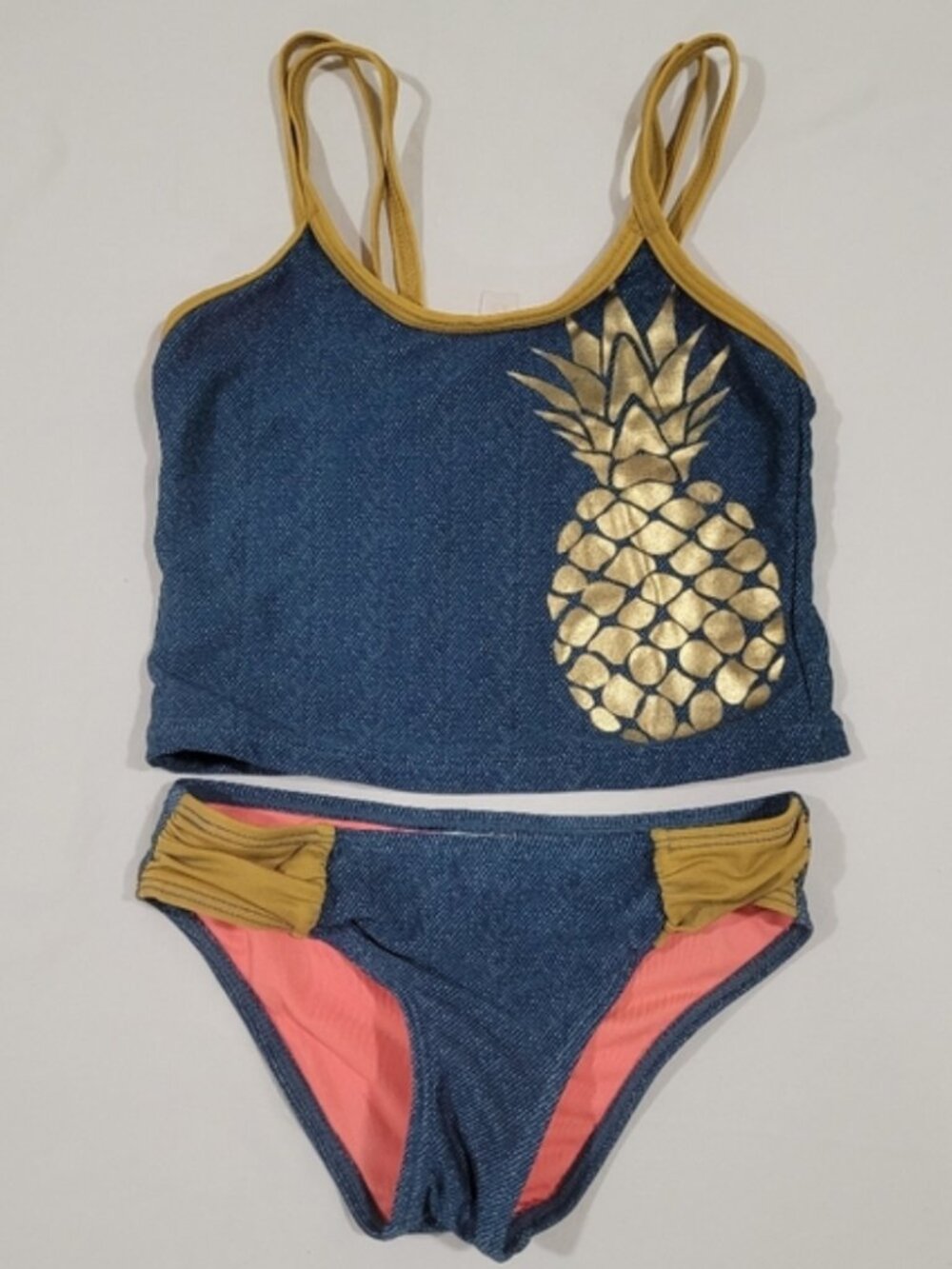 Limited Too Girls Two-Piece Pineapple Swimsuit - Navy & Gold Sz 7/8